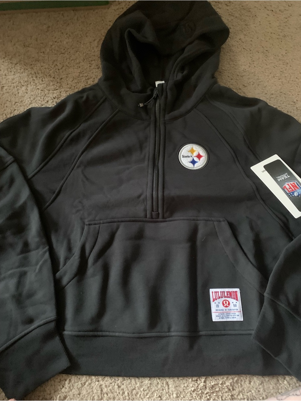 lululemon Women’s Black Half-Zip Steelers Hoodie - SIZE XL/XXL